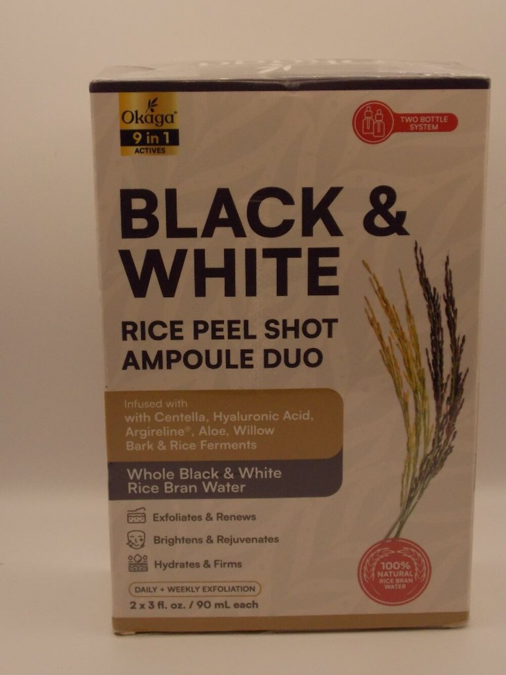 NWT-Okaga Peel Shot Duo Black & White Rice Exfoliant Skincare Set